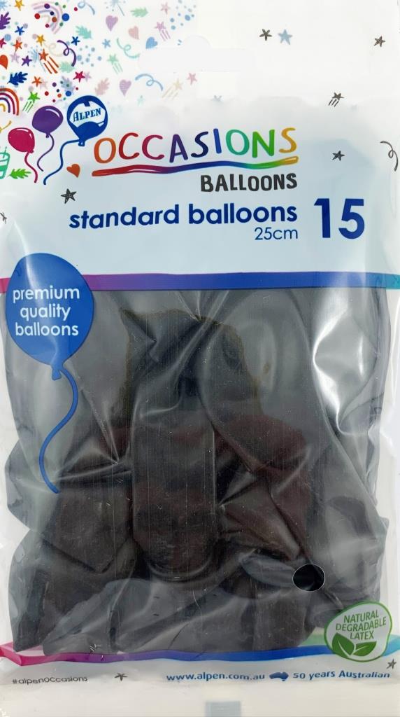 Buy Standard Black Balloons 25cm at NIS Packaging & Party Supply Brisbane, Logan, Gold Coast, Sydney, Melbourne, Australia