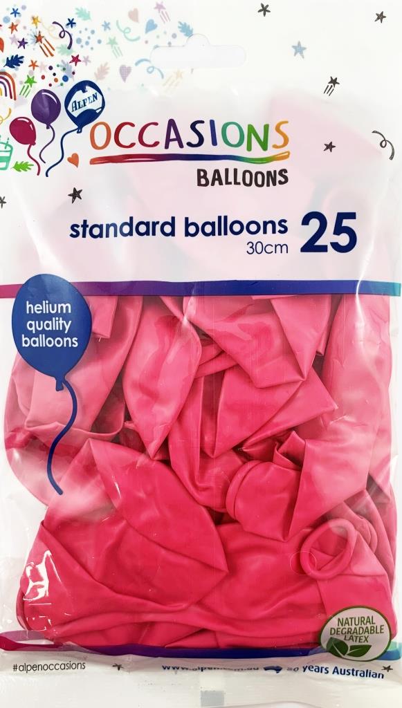 Buy Standard Fushia 30cm Balloons at NIS Packaging & Party Supply Brisbane, Logan, Gold Coast, Sydney, Melbourne, Australia