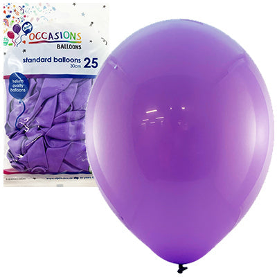 Buy Standard Purple 30cm Balloons 25pk at NIS Packaging & Party Supply Brisbane, Logan, Gold Coast, Sydney, Melbourne, Australia