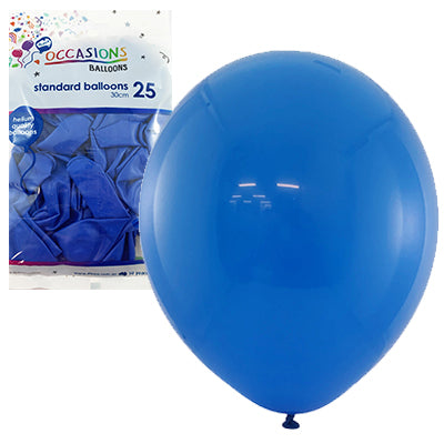 Buy Standard Royal Blue 30cm Balloons 25pk at NIS Packaging & Party Supply Brisbane, Logan, Gold Coast, Sydney, Melbourne, Australia