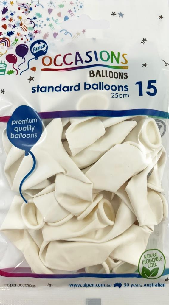 Buy Standard White Balloons 25cm at NIS Packaging & Party Supply Brisbane, Logan, Gold Coast, Sydney, Melbourne, Australia