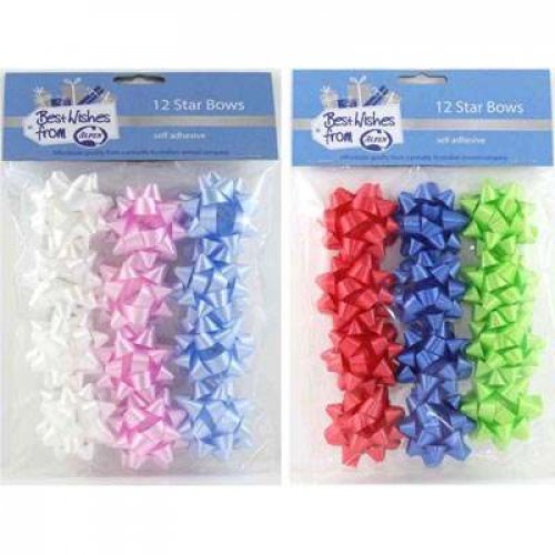 Star Bows Standard Mixed Colours pack of 12 NIS Traders