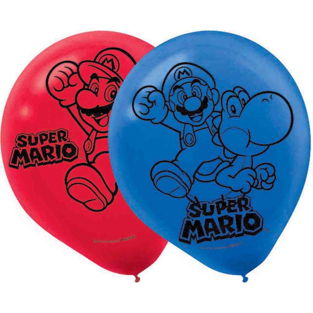 Super Mario Bros 30cm 6 Latex balloons NIS Traders