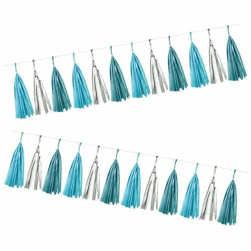 TASSEL GARLAND 4m-Blue & Silver NIS Traders