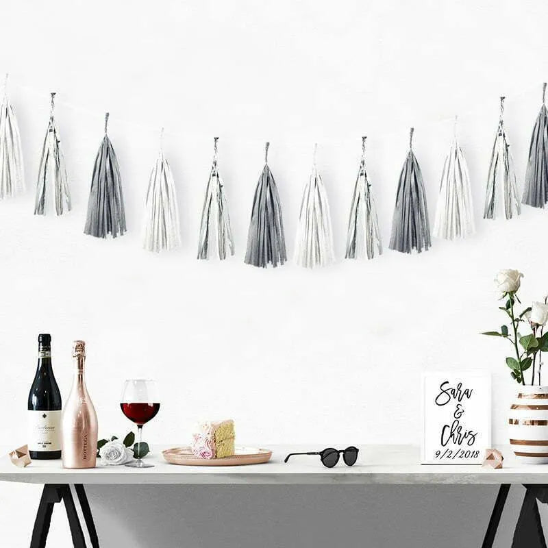 TASSEL GARLAND 4m-GREY & Silver NIS Traders