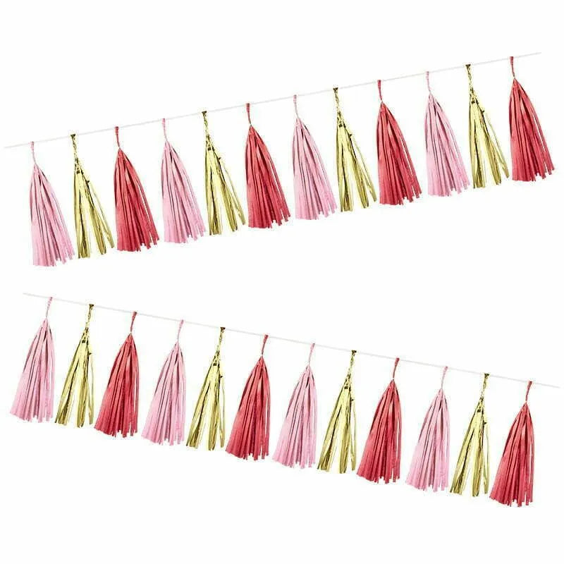 TASSEL GARLAND 4m-Red, Gold & Pink NIS Traders