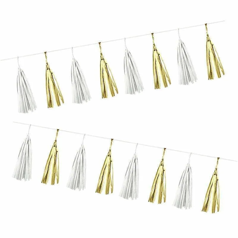 Tassel Garland 4m-White & Gold NIS Traders