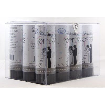 Buy Twist Poppers 10.5cm Wedding (White Tissue) Tray12 at NIS Packaging & Party Supply Brisbane, Logan, Gold Coast, Sydney, Melbourne, Australia