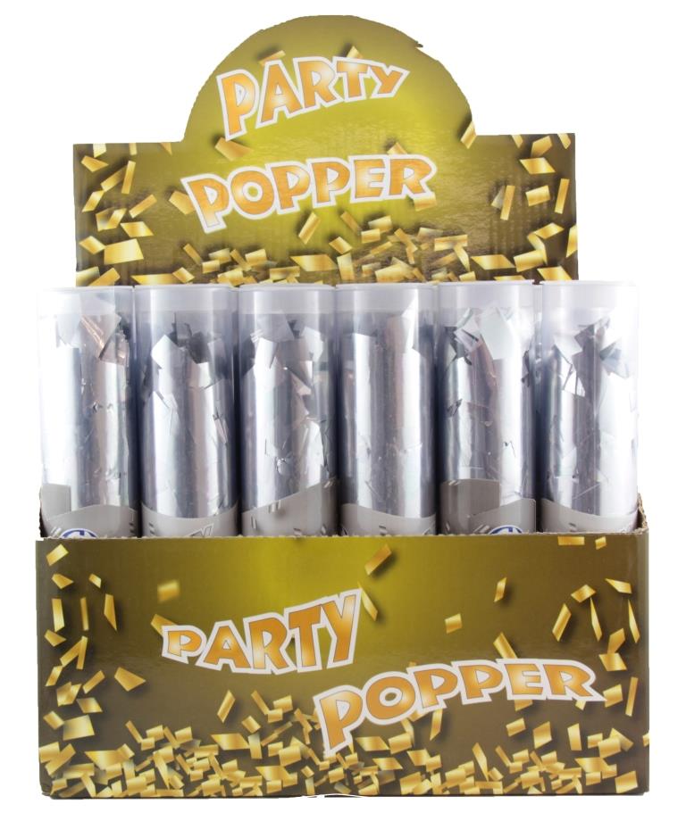 Buy Twist Poppers 20cm Silver (Silver Foil Confetti) at NIS Packaging & Party Supply Brisbane, Logan, Gold Coast, Sydney, Melbourne, Australia