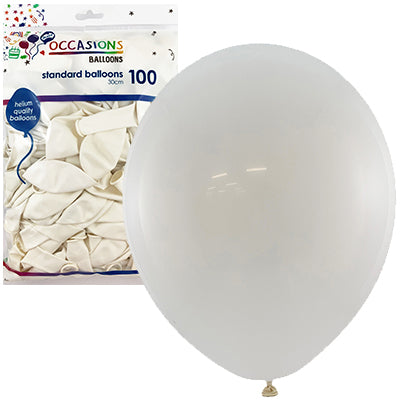 Buy White 30cm Balloons Bag 100 at NIS Packaging & Party Supply Brisbane, Logan, Gold Coast, Sydney, Melbourne, Australia
