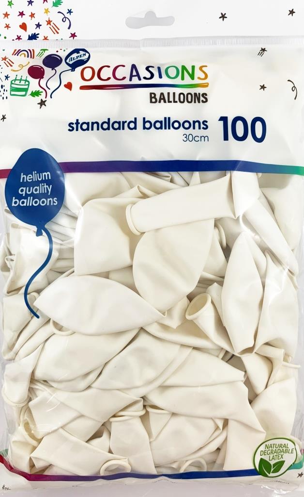 Buy White 30cm Balloons Bag 100 at NIS Packaging & Party Supply Brisbane, Logan, Gold Coast, Sydney, Melbourne, Australia