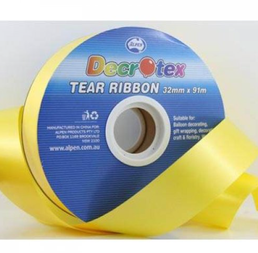 Buy YELLOW TEAR RIBBON 32mm*91mm 1pc at NIS Packaging & Party Supply Brisbane, Logan, Gold Coast, Sydney, Melbourne, Australia